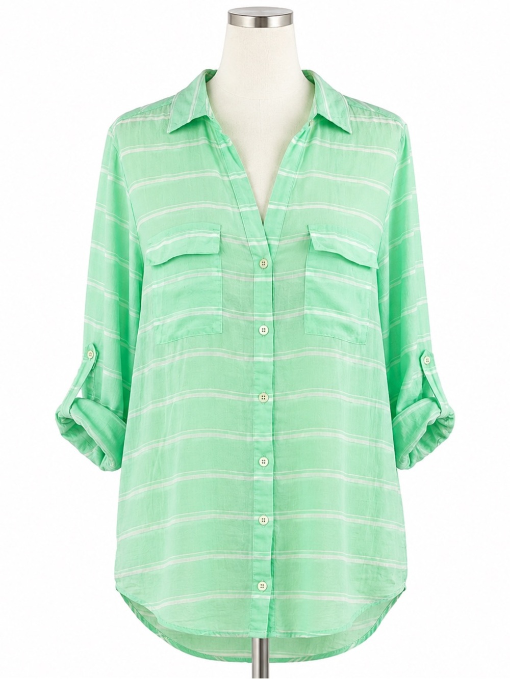 New York & Company Quarter Sleeve Summer Button Down- XL